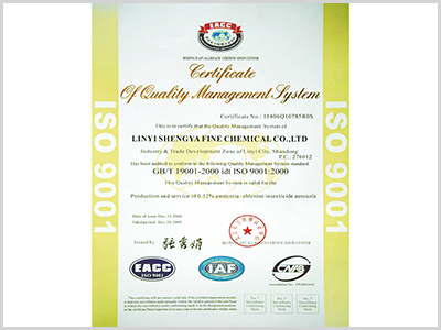 ISO9001認證證書
